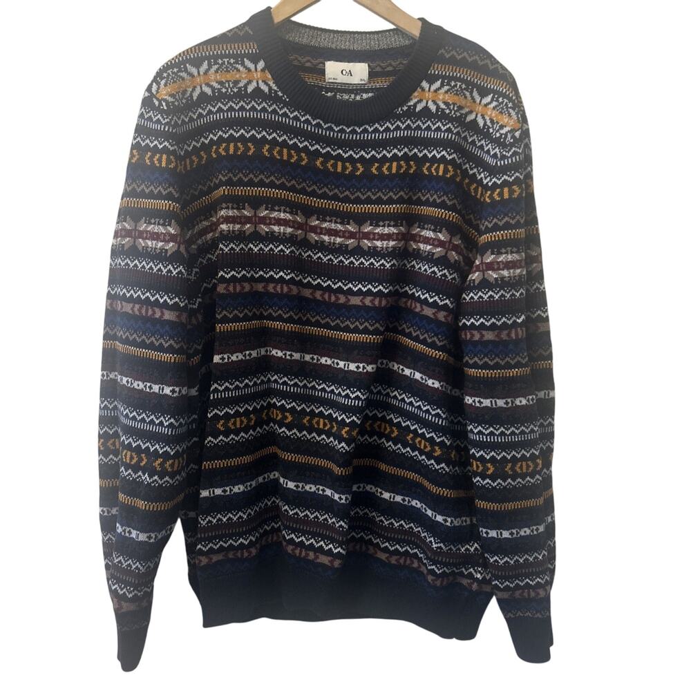 Women's C&A Size 3X Pullover Cotton Sweater Geo Pattern Fairycore